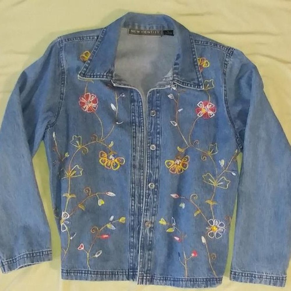 Denim Jacket Embroidered SZ Med/LG